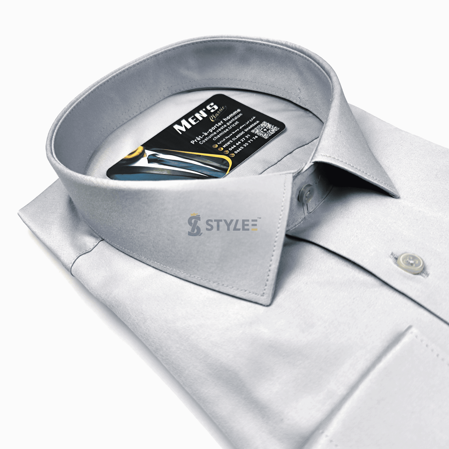 Chemise Slim GRIS Satin